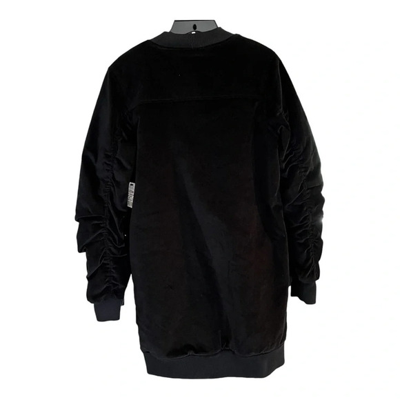 NWT Volcom Womens XS Stone Row Long Black Velvet Coat Pink Quilted Lining Zip Up - Picture 8 of 10